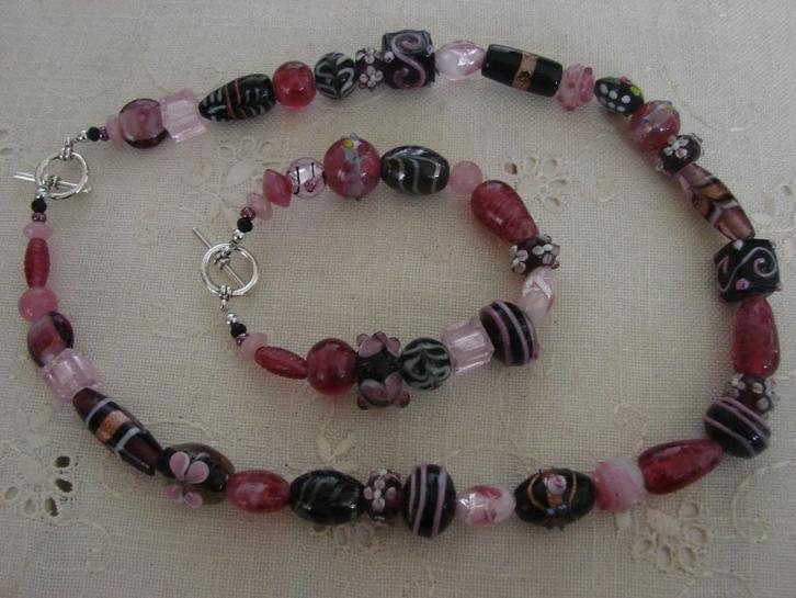 Ketting set Venetiaans glas. Vintage kralen., Sieraden, Tassen en Uiterlijk, Kettingen, Nieuw, Overige materialen, Overige kleuren