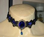 Mooie nieuwe zwart / blauw  Gothic ketting / chocker, Overige materialen, Verstelbaar, Blauw, Nieuw