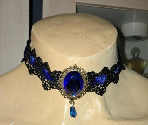 Mooie nieuwe zwart / blauw  Gothic ketting / chocker, Sieraden, Tassen en Uiterlijk, Kettingen, Nieuw, Overige materialen, Blauw