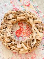 Mooie Houten Decoratiekrans Krans Hout Driftwood Spiegel, Ophalen of Verzenden, Zo goed als nieuw