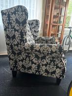 Zwart-wit Fauteuil met Bloemmotief, love-seat, Huis en Inrichting, Fauteuils, Hout, Gebruikt, Franse lelie, barok, Minder dan 75 cm