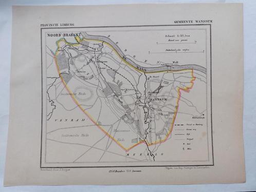 62 / Gemeente Wanssum Limburg Litho uit 1866 door J. Kuyper, Antiek en Kunst, Kunst | Litho's en Zeefdrukken, Ophalen of Verzenden