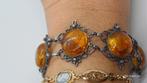 Vintage Zilveren Armband met Barnsteen 925, Sieraden, Tassen en Uiterlijk, Antieke sieraden, Ophalen of Verzenden, Zilver, Armband