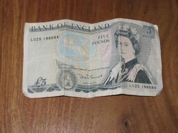 BANKBILJET - BILJET : BANK OF ENGLAND ENGLAND 5 POUNDS beschikbaar voor biedingen