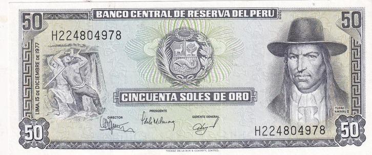 Peru 50 soles de oro 15-12-1977, Postzegels en Munten, Bankbiljetten | Amerika, Los biljet, Zuid-Amerika, Verzenden