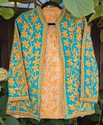 Vintage 70s Afghaanse geborduurd jasje romy boomsma hippie, Maat 38/40 (M), Blauw, Ophalen of Verzenden, Zo goed als nieuw