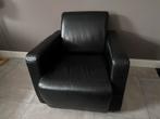 Zwarte leren bankstel - 2 en 3 zits + fauteuil, Gebruikt, Ophalen of Verzenden, Rechte bank, 200 tot 250 cm