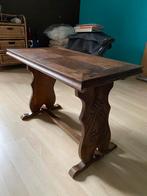 Eiken tafeltje met sierlijke zijkant, Huis en Inrichting, Tafels | Bijzettafels, Gebruikt, 75 cm of meer, 60 cm of meer, Rechthoekig