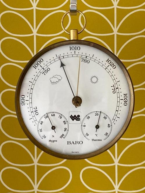 Vintage , jaren 70, weerstation, "Baro" Germany met bol glas, Audio, Tv en Foto, Weerstations en Barometers, Gebruikt, Weerstation