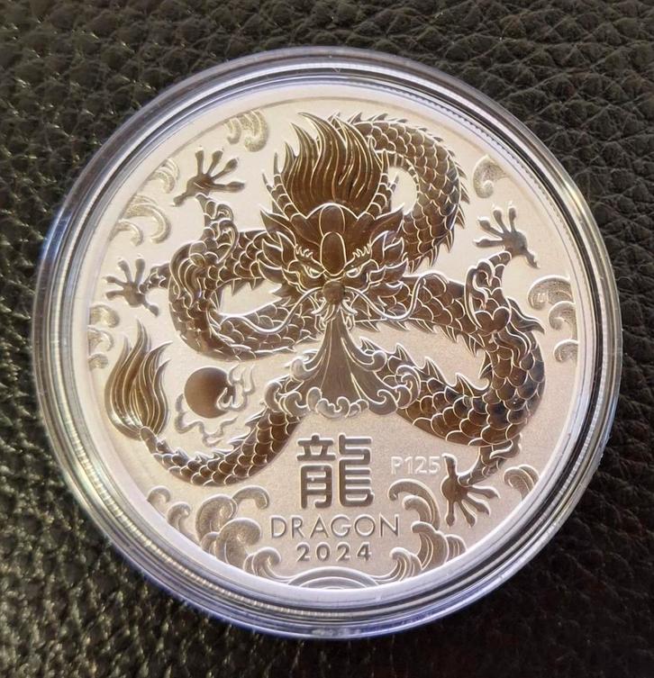 Zilveren Lunar Draak 2024 - Perth Mint, Postzegels en Munten, Munten | Nederland, Euro's, Koningin Beatrix, Zilver, Ophalen of Verzenden