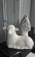 XL vintage lam lammetje schaap beeld ecru wit keramiek, Ophalen of Verzenden, Gebruikt