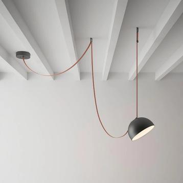 Riemen Combinatie Canvas Hanglamp met Twee Lampen beschikbaar voor biedingen