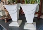 Franse Brocante gietijzeren wit geëmailleerde vazen 21 cm, Ophalen
