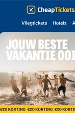 Cheaptickets kortingsbon €20 vliegticket voucher vakantie, Eén persoon, Kortingsbon, Overige typen