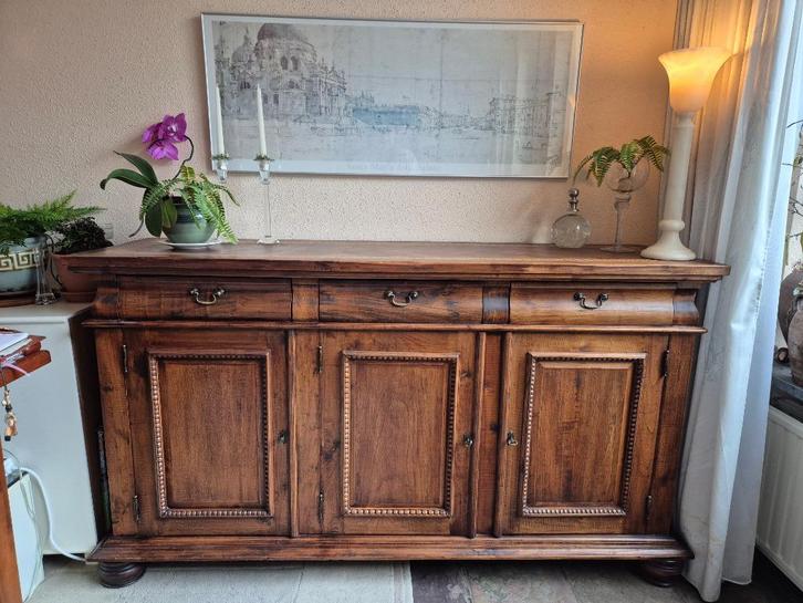 Teak dressoir., Huis en Inrichting, Kasten | Dressoirs, Gebruikt, 150 tot 200 cm, 25 tot 50 cm, Met lade(s), Met deur(en), Met plank(en)