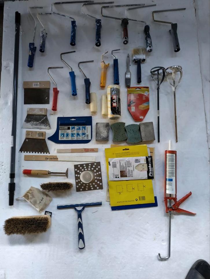 Grote Partij Verf- en Schilderbenodigdheden, Doe-het-zelf en Verbouw, Schildersmaterialen, Gebruikt, Overige typen, Ophalen of Verzenden