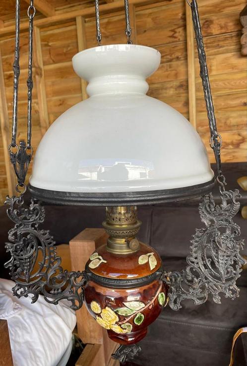 Antieke Olie Hanglamp, Antiek en Kunst, Antiek | Lampen, Ophalen