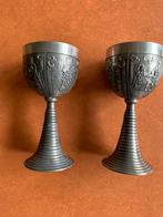 2 Tinnen wijnkelkjes, hoogte 14,7 cm., Antiek en Kunst, Antiek | Tin, Ophalen of Verzenden
