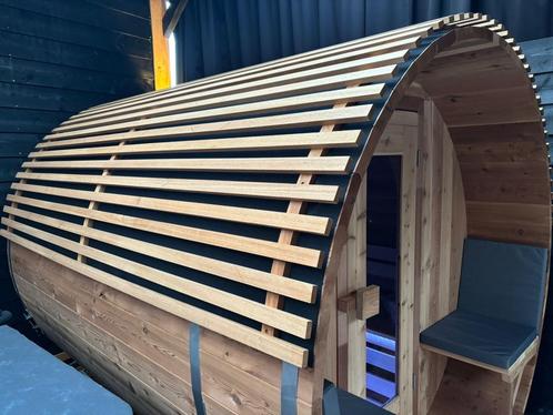 Barrelsauna 290 cm I Red Cedar I Showroom-model, Sport en Fitness, Sauna, Nieuw, Complete sauna, Fins of Traditioneel, Ophalen