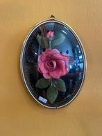 Vintage bol lijst met rozen, jaren 60/70, Huis en Inrichting, Minder dan 50 cm, ?, Zo goed als nieuw, Minder dan 50 cm