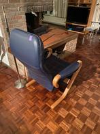 Fauteuil leer blauw, Ophalen, Gebruikt, 75 tot 100 cm, Leer