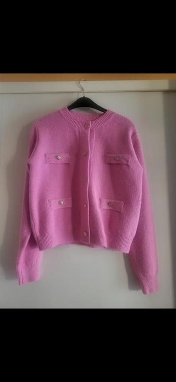 Prachtig roze vestje/trui/top nieuw maat M/L gouden knopen beschikbaar voor biedingen