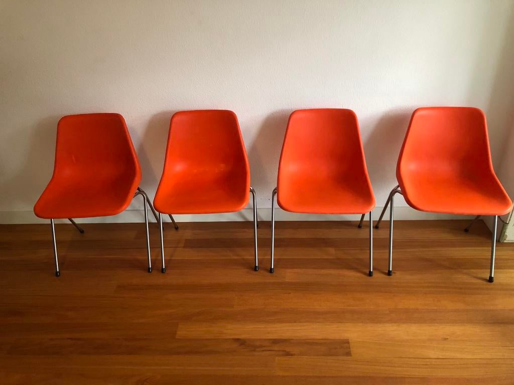 Robin Day Polyprop Stoelen - Space Age Design, Huis en Inrichting, Stoelen, Gebruikt, Vier, Kunststof, Overige kleuren, Ophalen