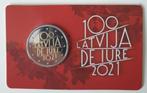 Letland coincard 2 euro 2021 100  jaar Latvija de Iure, Postzegels en Munten, 2 euro, Losse munt, Verzenden