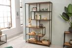 boekenkast eiken met zwarte frames 114x185 cm NIEUW VOORRAAD, Met plank(en), 100 tot 150 cm, Verzenden, Nieuw