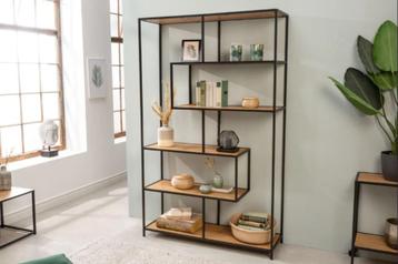 boekenkast eiken met zwarte frames 114x185 cm NIEUW VOORRAAD beschikbaar voor biedingen
