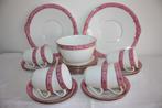 8- persoon thee/koffieservies met roze rand en stippen, Antiek en Kunst, Antiek | Servies compleet, Ophalen of Verzenden