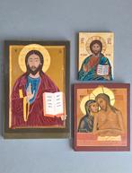 lot 3st hand-geschilderde iconen Christus pantocrator icoon, Antiek en Kunst, Antiek | Religie, Ophalen of Verzenden