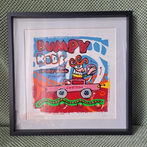 Zeefdruk "Bumpy Ride in My Pink Pimped Cadillac” – Jean-Paul, Antiek en Kunst, Kunst | Litho's en Zeefdrukken, Ophalen of Verzenden