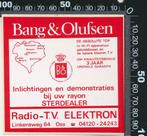 Sticker: Radio TV Elektron - Bang en Olufsen - Oss, Ophalen of Verzenden, Zo goed als nieuw, Bedrijf of Vereniging