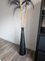 Grote Zwarte Vaas met Pluimen, Huis en Inrichting, Ophalen, Overige materialen, Zwart, Zo goed als nieuw