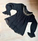 Elegante zwarte blouse met kraal details, Kleding | Dames, Blouses en Tunieken, Ophalen of Verzenden, Zo goed als nieuw, Zwart