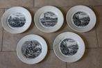 Antieke borden steden wit met zwarte afbeelding. Regout & Co, Antiek en Kunst, Antiek | Wandborden en Tegels, Ophalen of Verzenden