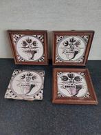 Antieke Delfts Blauw Mangaan tegels 4 stks (los mogelijk), Antiek en Kunst, Antiek | Wandborden en Tegels, Ophalen of Verzenden