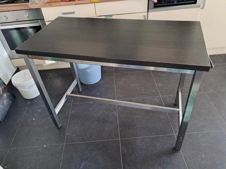 Werktafel met stalen onderstel, Antiek en Kunst, Antiek | Meubels | Tafels, Ophalen
