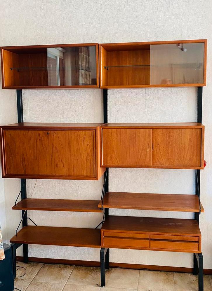 Dubbele teak wandkast Royal System van Poul Cadovius, Verzamelen, Retro, Huis en Inrichting, Ophalen