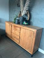 Industriële teakhout set massief, Huis en Inrichting, Ophalen, Gebruikt, 75 cm of meer, Teakhout