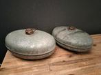 Vintage zinken ovale kruiken Franse kruiken., Antiek en Kunst, Ophalen of Verzenden