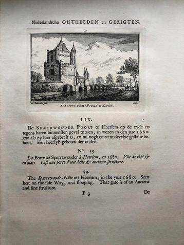 059 / Haarlem de Spaerwouerpoort Kopergravure 1731 beschikbaar voor biedingen
