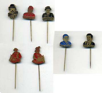 7 speldjes Pins uit de 60 jaren €2 per stuk 7 voor €10,50 beschikbaar voor biedingen