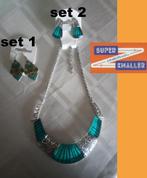 Ketting met bijpassende oorbellen (groen/zwart) en oorbellle, Ophalen of Verzenden, Zo goed als nieuw, Groen, Overige materialen