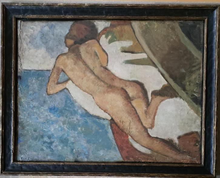 =Cornelis Kloos 1895-1976 == liggend naakt ==70 x 90 cm=, Antiek en Kunst, Kunst | Schilderijen | Klassiek, Ophalen