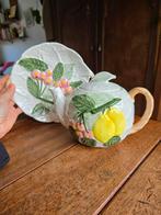 Barbotine Vintage Theepot met serveerschaal, Antiek en Kunst, Ophalen of Verzenden