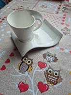 Witte Beker/Kan met Onderzetter, Ophalen, Zo goed als nieuw, Wit, Beker of Kan
