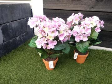 6 kunstbloemen kunstplanten potdecoratie bol pot groen roze beschikbaar voor biedingen