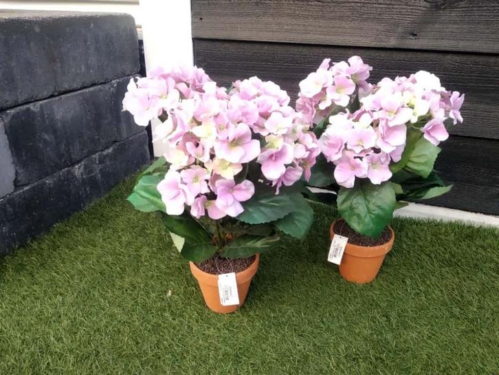 6 kunstbloemen kunstplanten potdecoratie bol pot groen roze, Huis en Inrichting, Woonaccessoires | Kunstplanten en Kunstbloemen